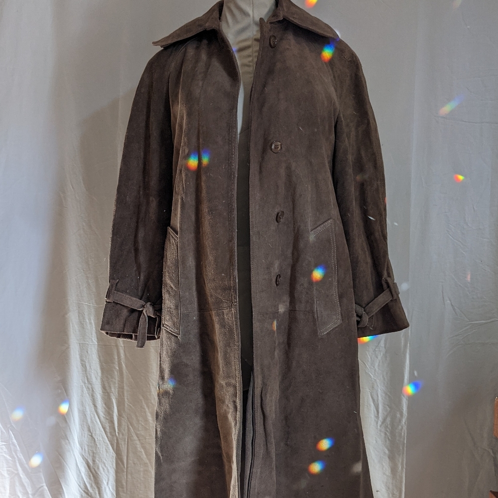 Vintage Brown Suede Trench Coat